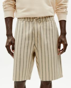 Thinking Mu  Grey stripes Pande bermuda shorts MST00050